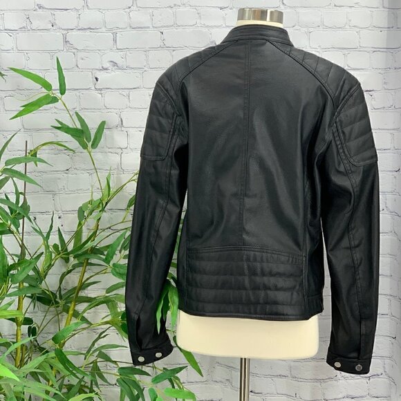 H&M Black Leather Moto Style Jacket - Picture 3 of 5